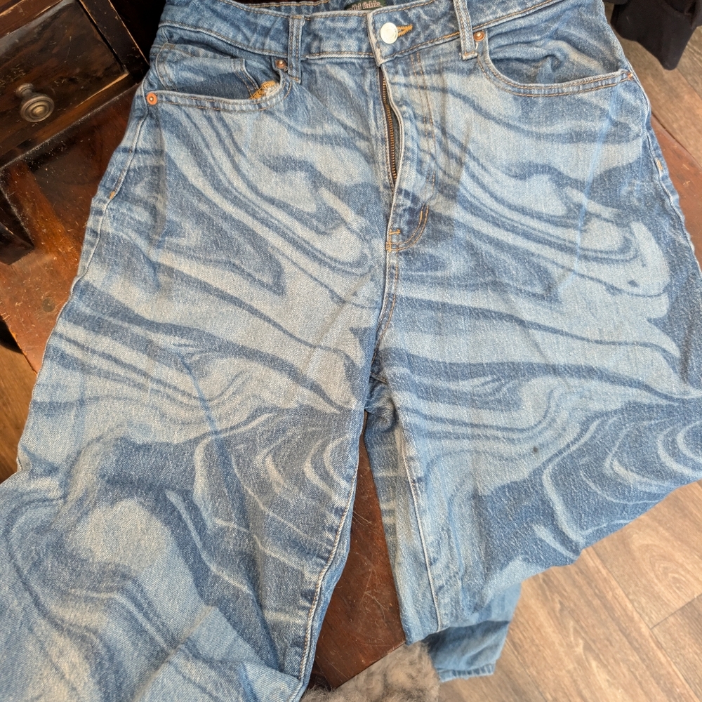 Wild Fable Blue Patterned Boyfriend Jeans
